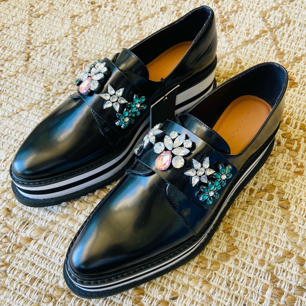 New Zara Trafaluc Bejeweled Platform black Shoes - Picture 5 of 14